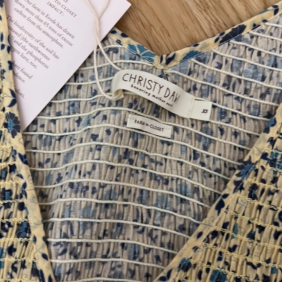 NWT Christy Dawn Basil Dress in Larkspur Ditsy Field Silk-Cotton